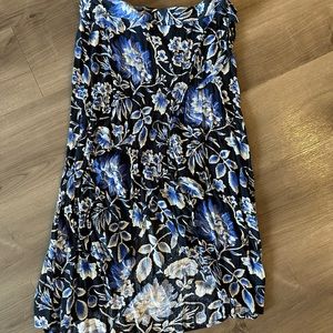 blue floral past the knee skirt